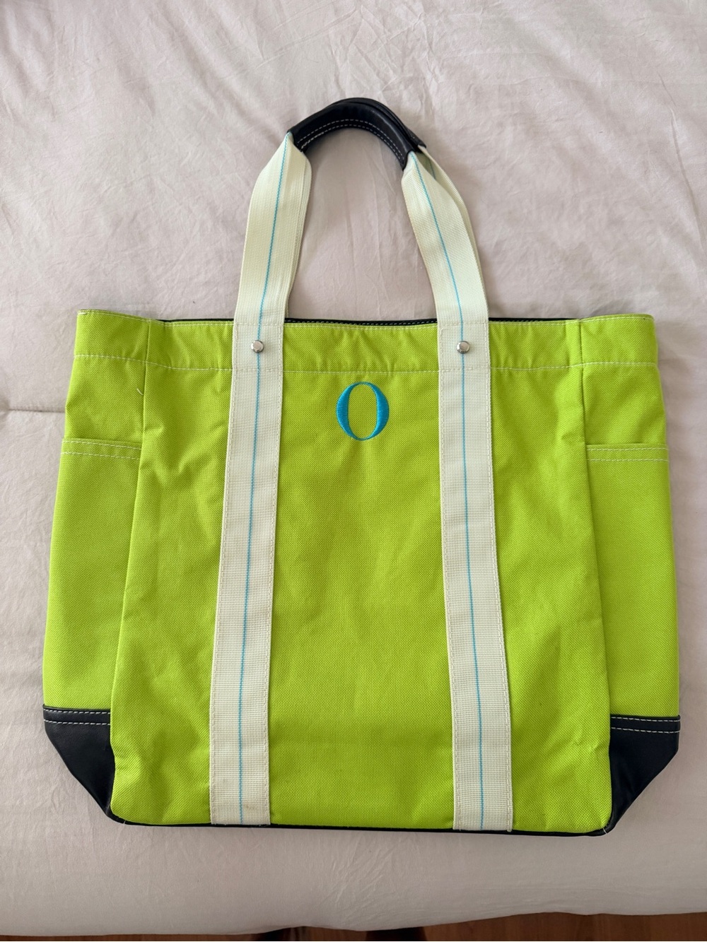 Canvas Tote Bag in Lime Green with Contrast Straps - from the Oprah Winfrey Show